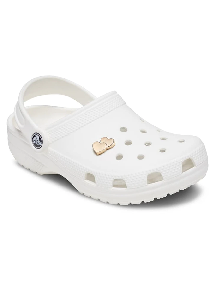 Crocs Джиббитс GOLD DOUBLE HEART
