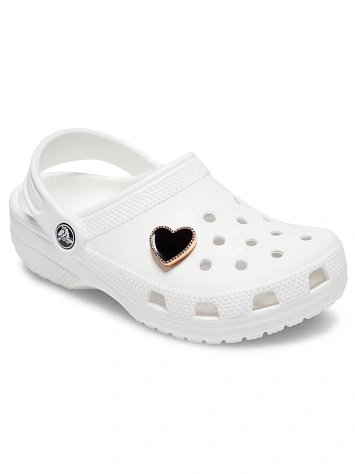 Crocs Джиббитс BLACK HEART WITH GOLD OUTLINE